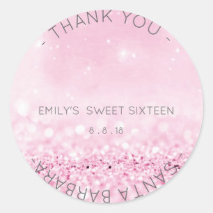 Sticker Rond Parties scintillantes scintillantes de rose de
