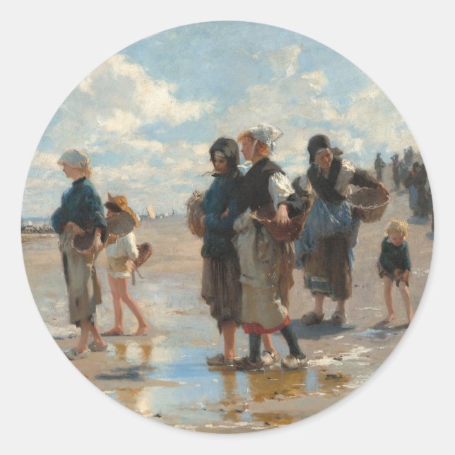 Sticker Rond Partir à la pêche de John Singer Sargent (Devant)