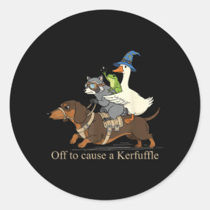 Sticker Rond Partir pour causer une pagaille grenouille raton l