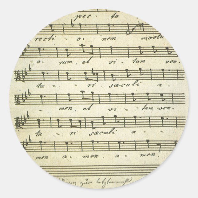 Sticker Rond Partition vintage, Partition musicale antique 1810 (Devant)