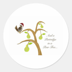 Sticker Rond Partridge dans un arbre à poires