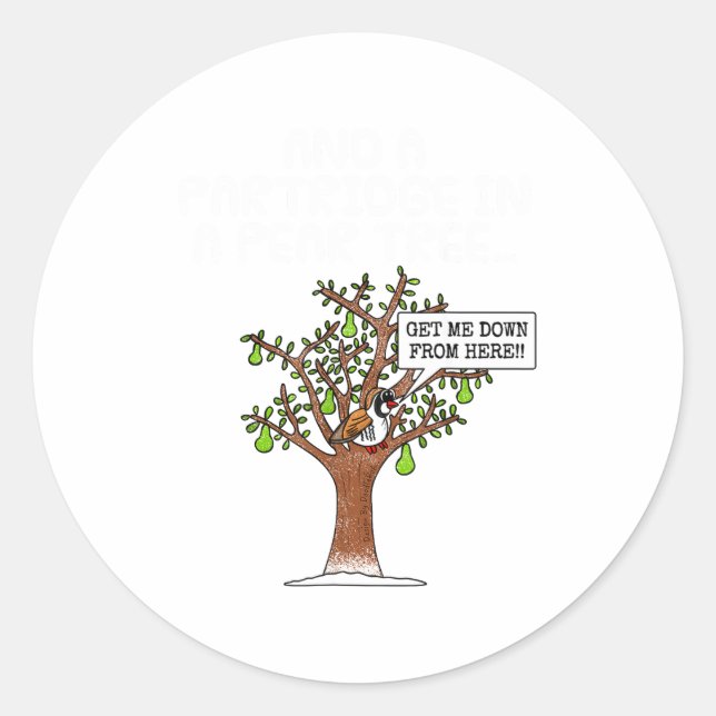 Sticker Rond Partridge In A Pear Tree, Christmas Carol Singing  (Devant)