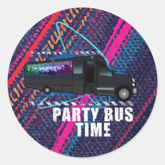 Sticker Rond Party Bus Time Neon Nightlife Color Stripe Celebra
