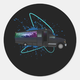 Sticker Rond Party Bus Time Neon Nightlife Fun Celebration 