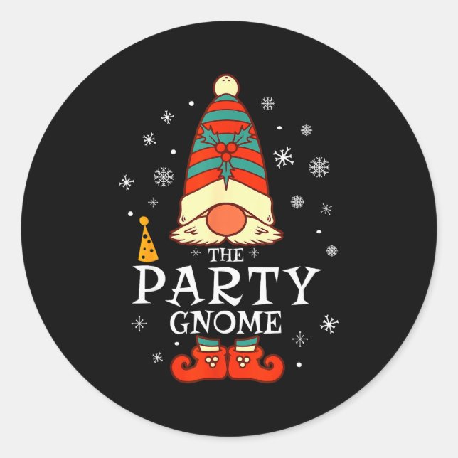 Sticker Rond Party Gnome Xmas Group Family Matching Christmas H (Devant)
