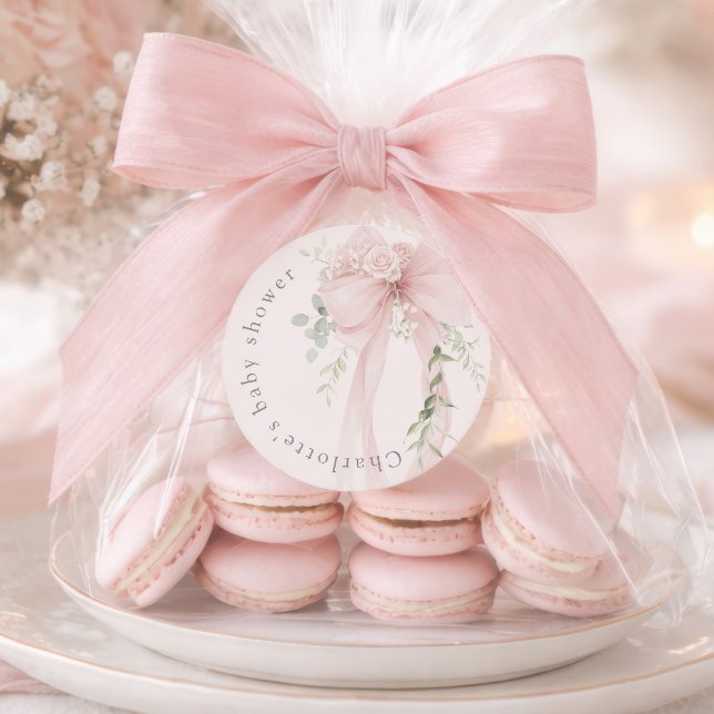 Sticker Rond Parure de bébé à la verdure à ruban Coquette bébé  (Créateur téléchargé)