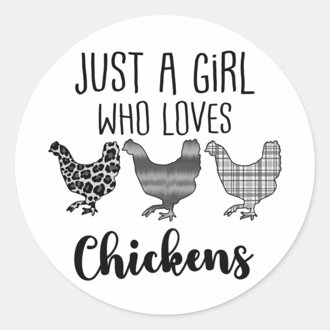 Sticker Rond Pas 1/2, Juste Une Fille Qui Aime Les Poulets, Drô (Devant)