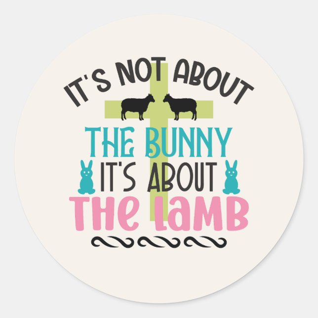 Sticker Rond Pas à propos de Bunny Lamb Pâques chrétien (Devant)