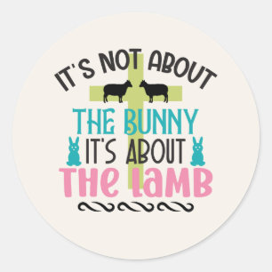 Sticker Rond Pas à propos de Bunny Lamb Pâques chrétien