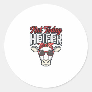 Sticker Rond Pas aujourd'hui génisse drôle vache vintage vecteu