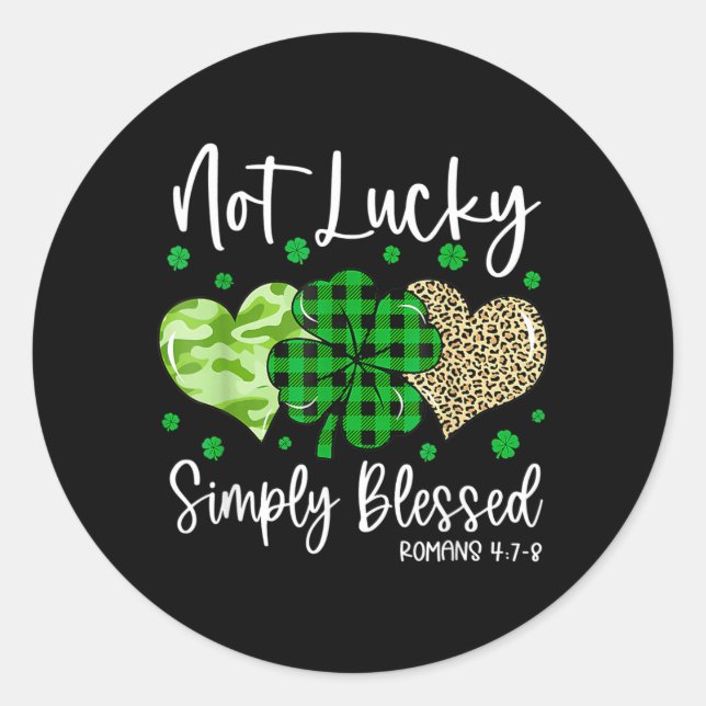 Sticker Rond Pas chanceux simplement bénis Christian Shamrocks  (Devant)