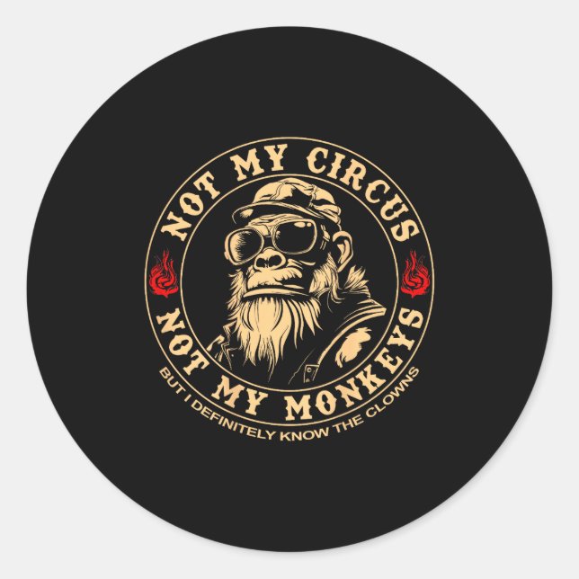 Sticker Rond Pas Cirque Pas Singes Gorille (Devant)