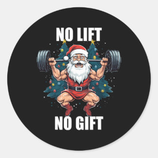 Sticker Rond Pas d'ascenseur Pas de cadeau Père Noël Gym Bodybu