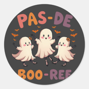 Sticker Rond Pas de boo-ree Éffrayant Halloween Ballet Dance Gh