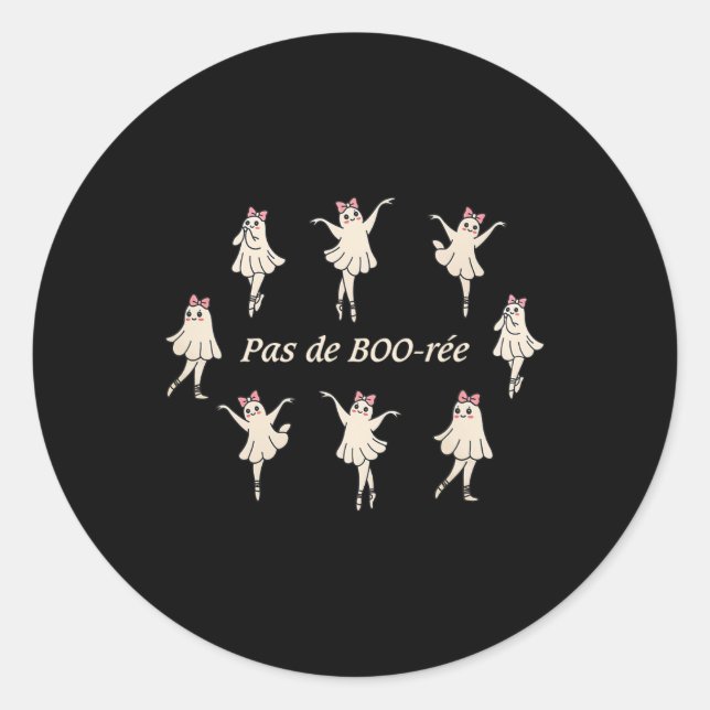 Sticker Rond Pas De Boo-rée Funny Ballet Éffrayant Fantômes Dan (Devant)