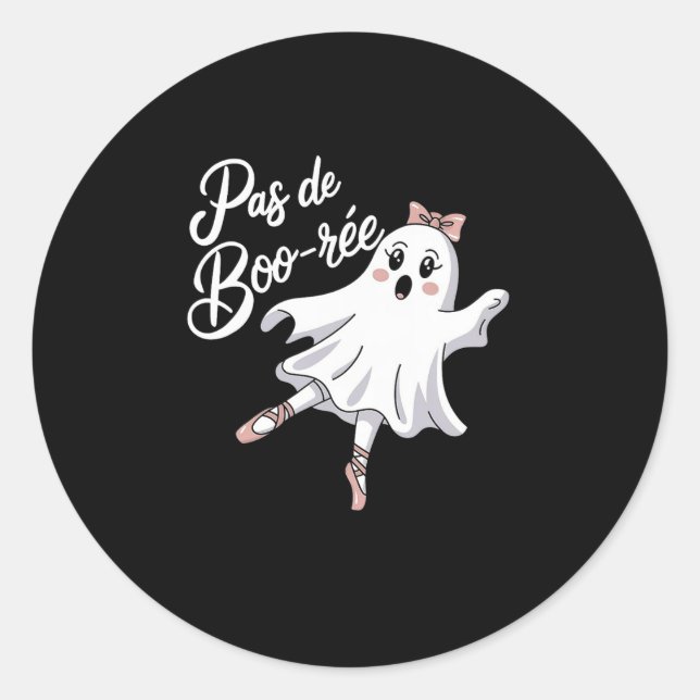 Sticker Rond Pas De Boo-rée Funny Ballet Ghosts Danse Halloween (Devant)