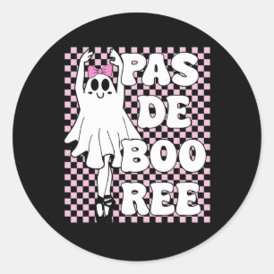Sticker Rond Pas De Boo-ree Funny Retro Ballet Ghosts Halloween