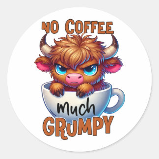Sticker Rond Pas de café très grincheux