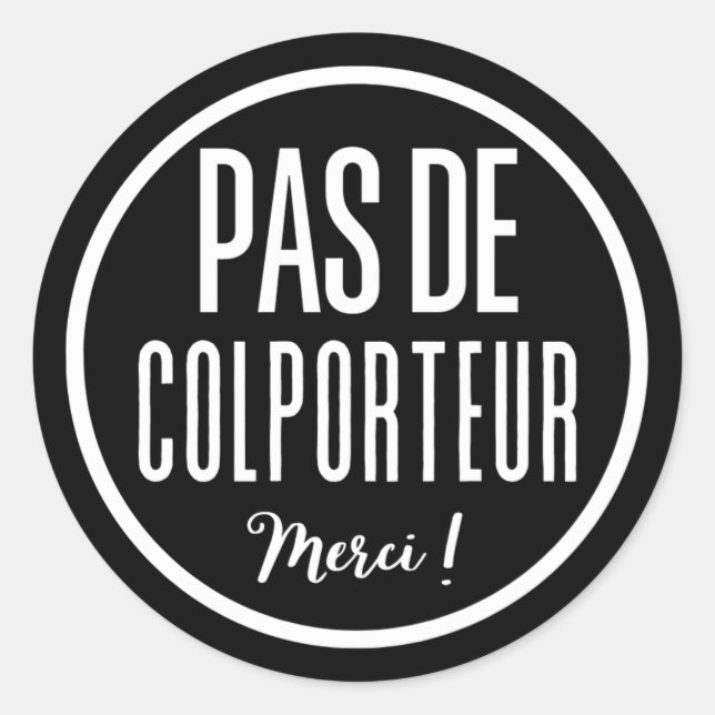 Sticker Rond Pas de Colporteur enseigne (Devant)