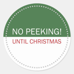 Sticker Rond Pas de coup d'oeil avant Noël Vert Blanc