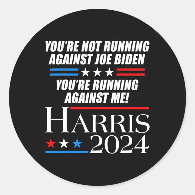 Sticker Rond Pas de course contre Joe Biden - Kamala Harris Deb (Devant)