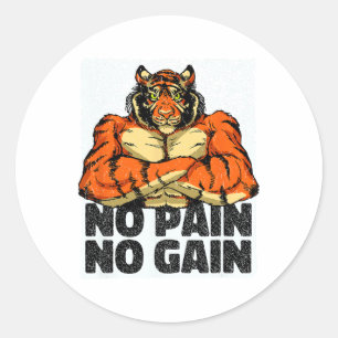 Sticker Rond Pas de douleur Pas de gain Tiger Gym entraînement