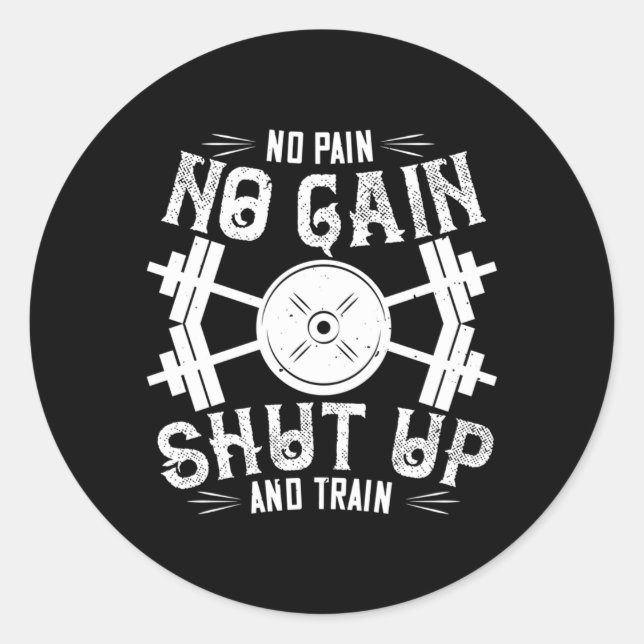 Sticker Rond Pas De Douleur Pas Gain Fermé Et Entraînement Gym  (Devant)