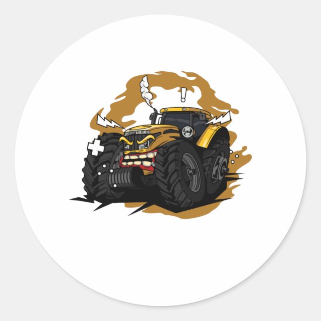 Sticker Rond Pas de fermiers pas de tracteur alimentaire (Devant)