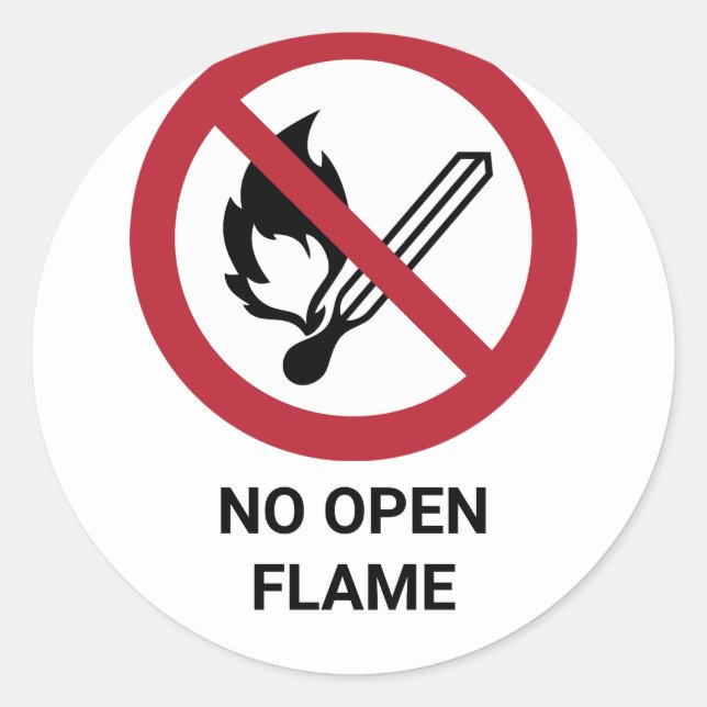Sticker Rond Pas de flamme ouverte, signe d'interdiction (Devant)
