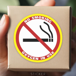 Sticker Rond Pas de fumée - Oxygène en usage - Pas de fumée
