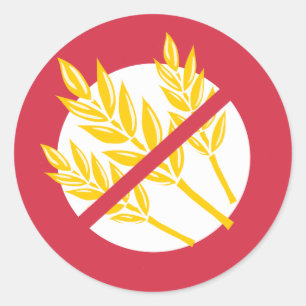 Sticker Rond Pas de gluten ou de blé Allergie alimentaire Alert