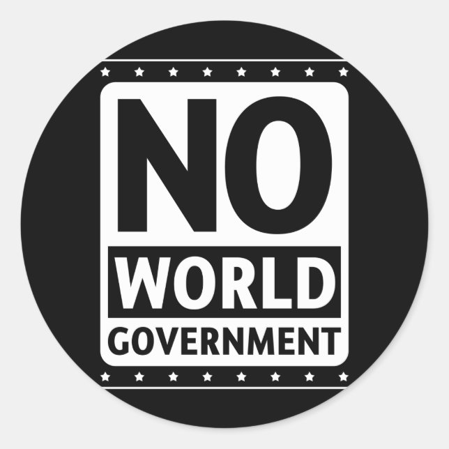 Sticker Rond Pas de gouvernement mondial #1 (Devant)