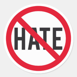 Sticker Rond Pas de haine, signe d'interdiction