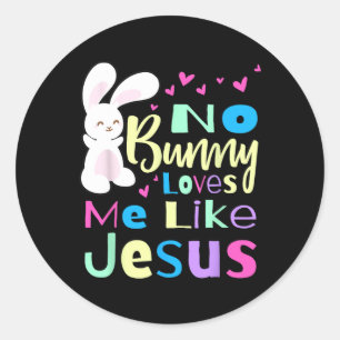 Sticker Rond Pas de lapin m'aime Jésus Jésus m'aime Pâques