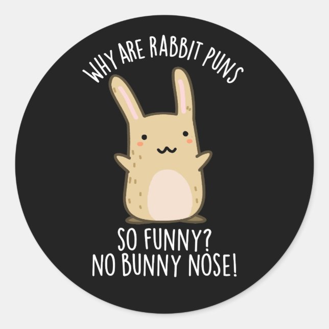 Sticker Rond Pas de nez de lapin Drôles de jeux de mots de lapi (Devant)