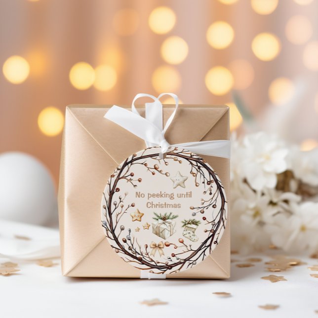 Sticker Rond Pas De Pékin Jusqu'À Noël Rustique (Créateur téléchargé)