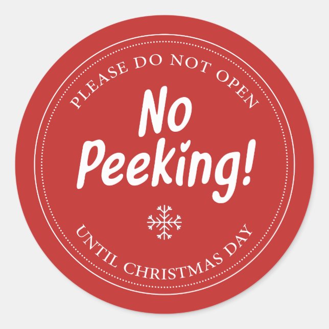 Sticker Rond Pas De Pékin ! - N'Ouvre Pas Avant Noël (Devant)