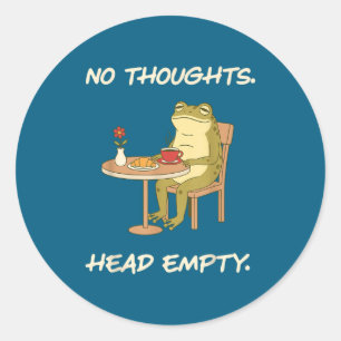 Sticker Rond Pas de pensées tête vide grenouille drôle Gen Z mè