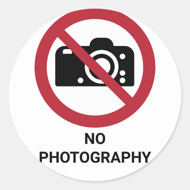 Sticker Rond Pas de photographie, signe d'interdiction (Devant)