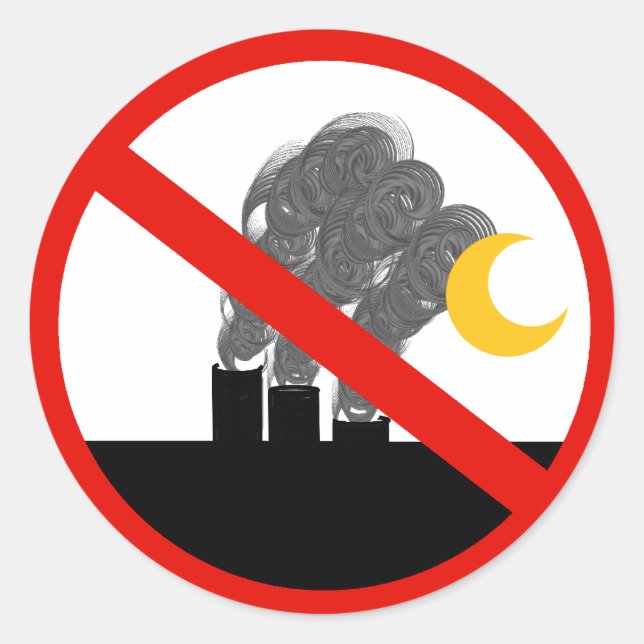 Sticker Rond Pas de piles à fumées au carbone (Devant)