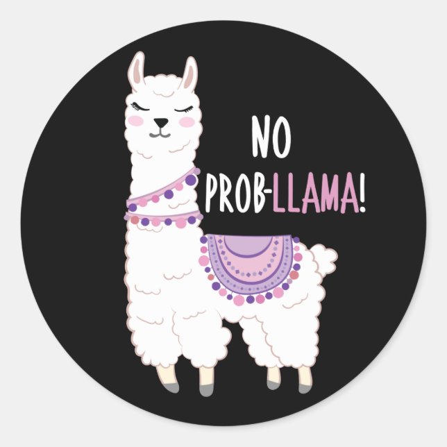 Sticker Rond Pas de problème Llama (Devant)