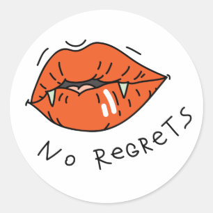 Sticker Rond Pas de Regrets Red Lips Valentine