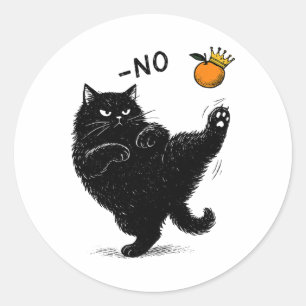Sticker Rond Pas De Rois En Amérique Chat Noir Drôle Mème Polit