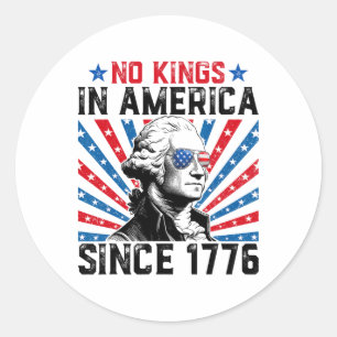 Sticker Rond Pas de rois en Amérique depuis 1776 Drapeau Usa en