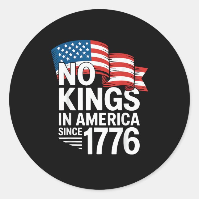 Sticker Rond Pas de rois en Amérique depuis 1776 Protestation C (Devant)