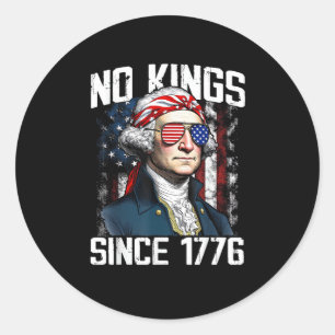 Sticker Rond Pas de rois en Amérique Graphique vintage patrioti
