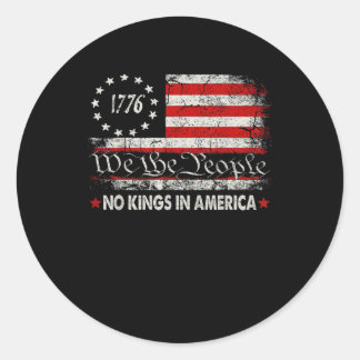 Sticker Rond Pas de rois en Amérique Nous le peuple Rétro cool
