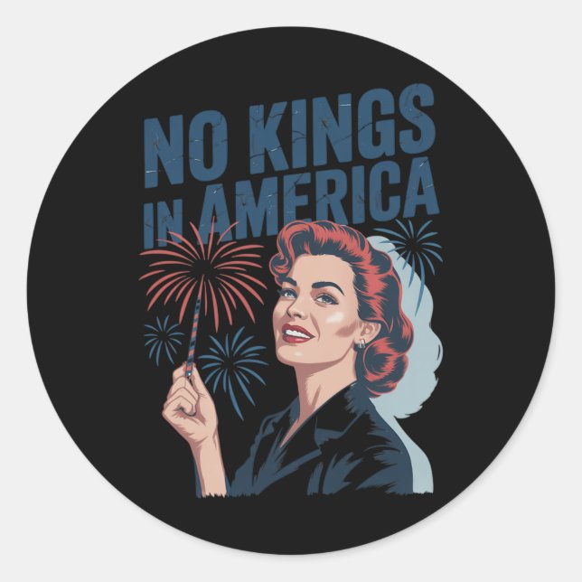 Sticker Rond Pas De Rois En Amérique Retro Usa (Devant)