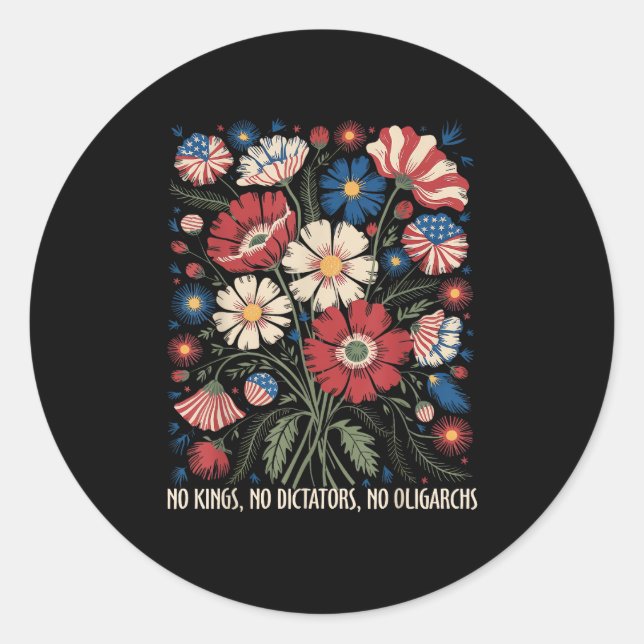 Sticker Rond Pas de rois, pas de dictateurs, pas d'oligarques e (Devant)