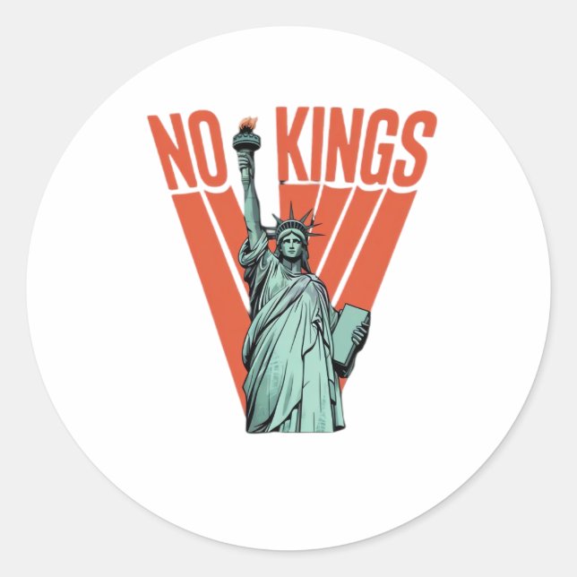Sticker Rond Pas de rois Statue de protestation Classique améri (Devant)